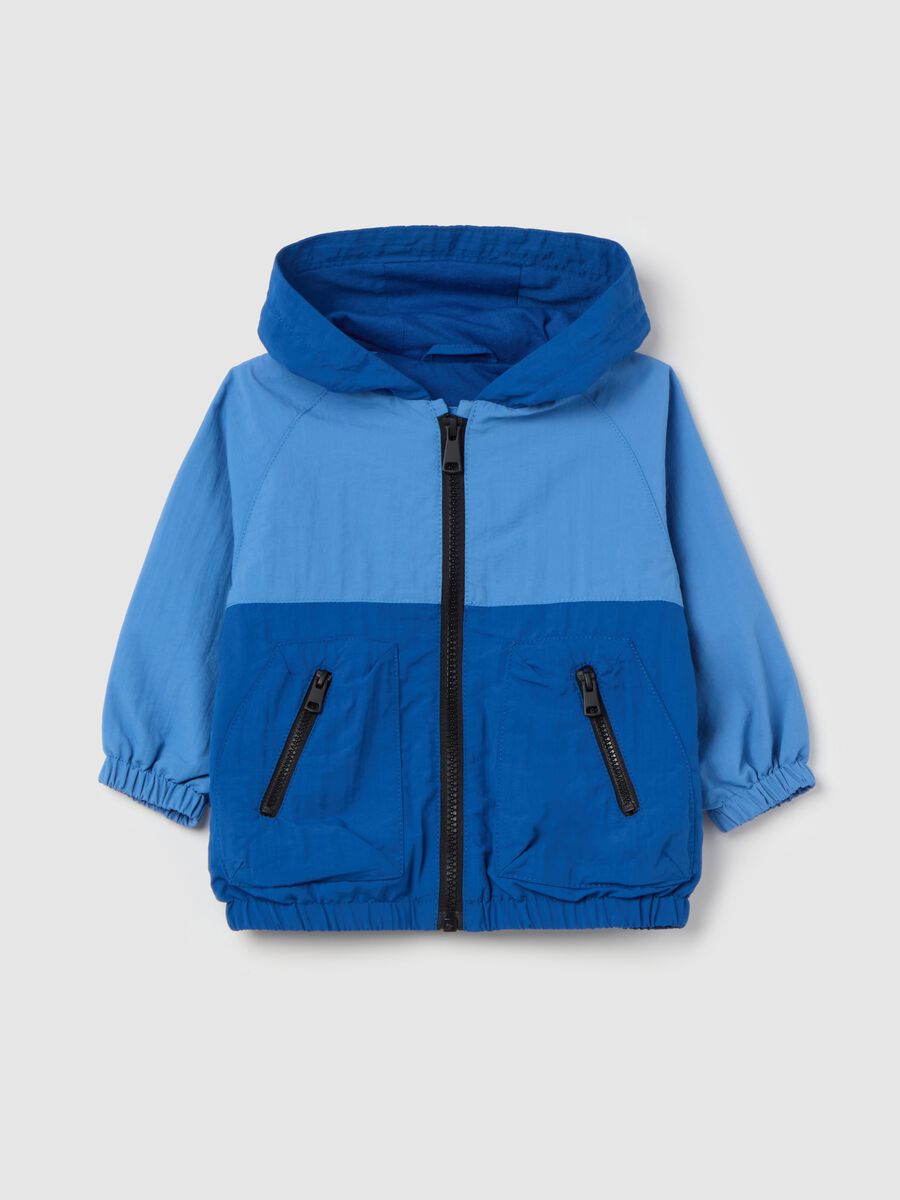 Full-zip two-tone jacket with hood_0