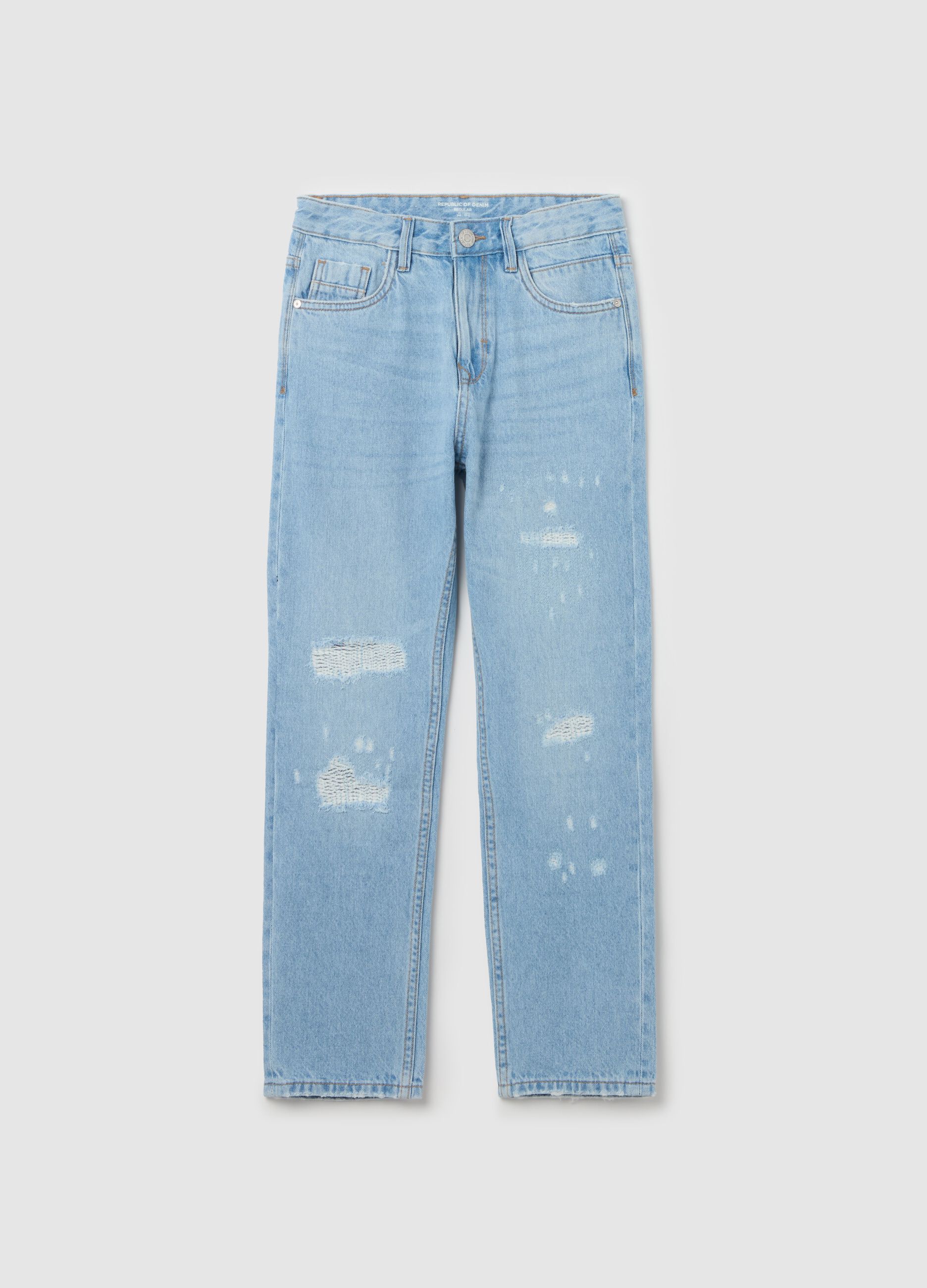 Jeans regular fit con abrasioni 