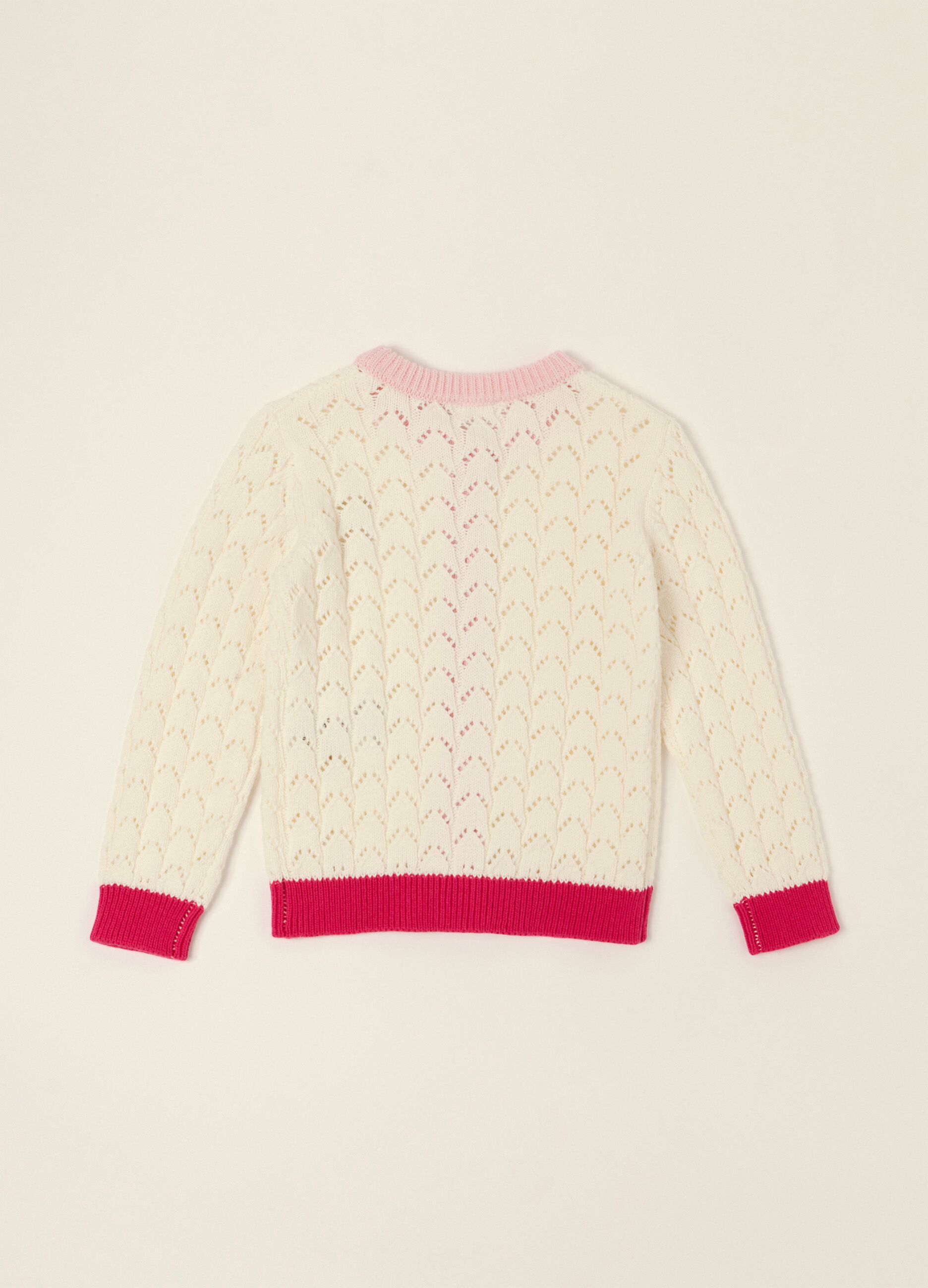 White pure cotton baby girl cardigan, regular fit