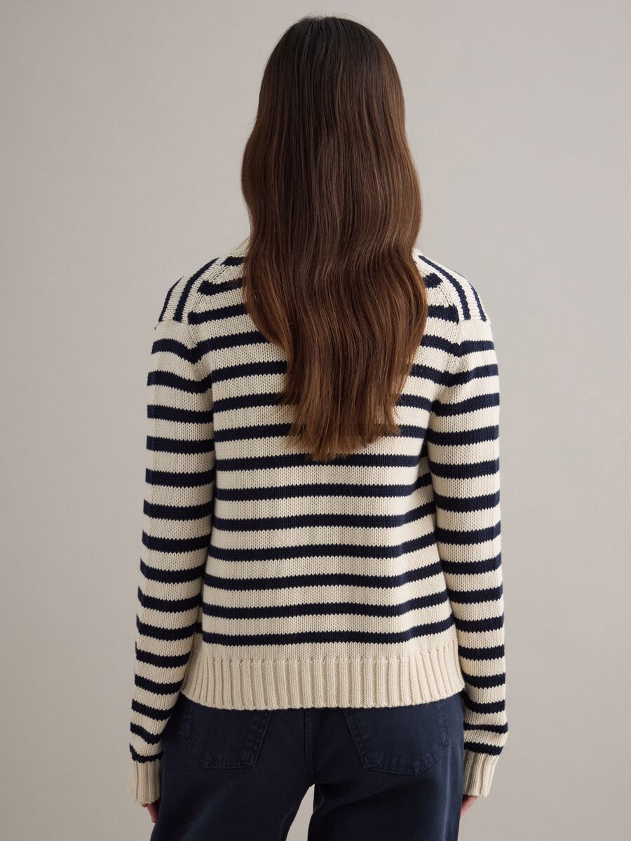 Multicolour striped cardigan in pure cotton regular fit with buttons_3