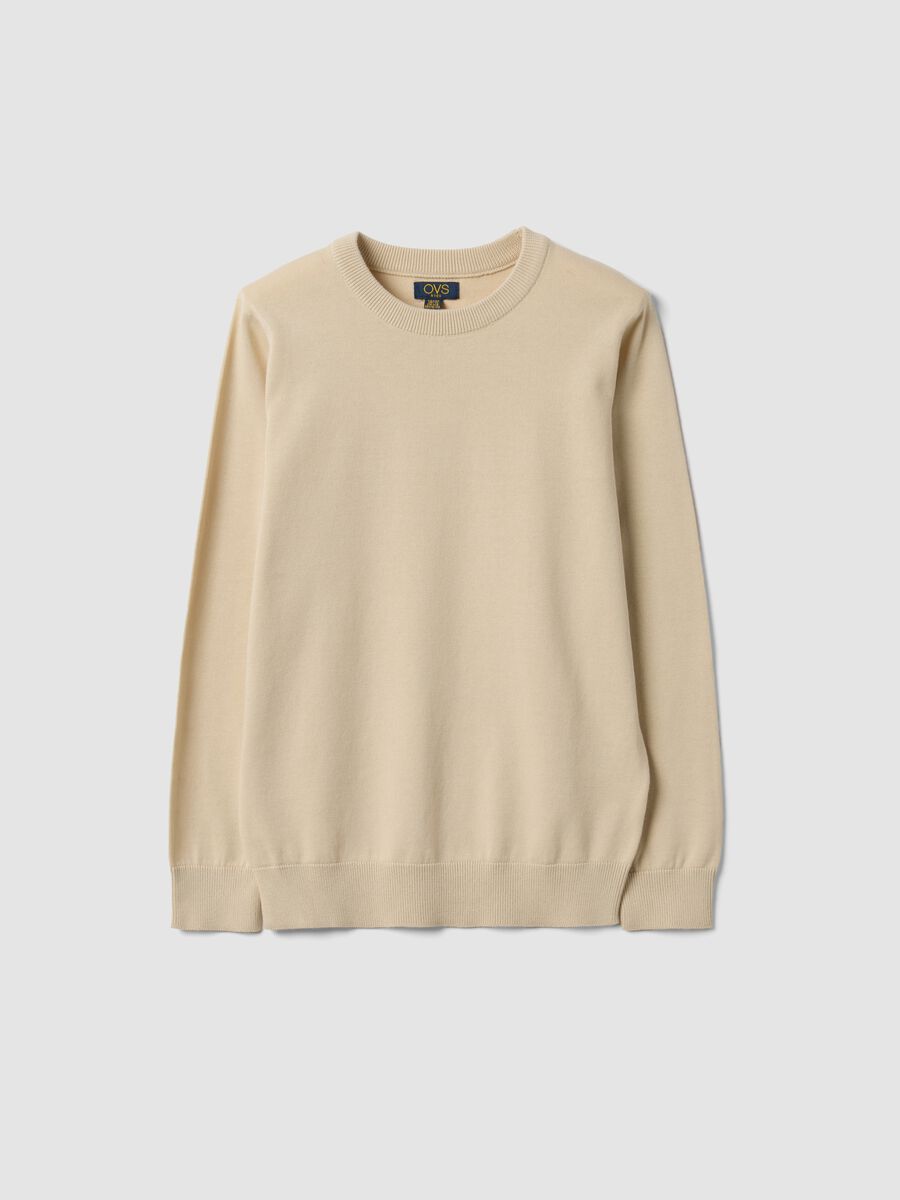 Beige pure cotton long-sleeve regular-fit top for boys_3