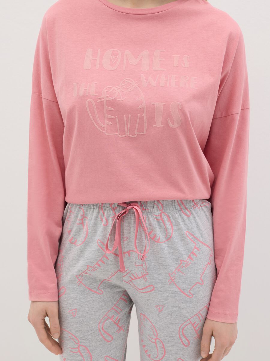 Long pyjamas in jersey with cats print_3