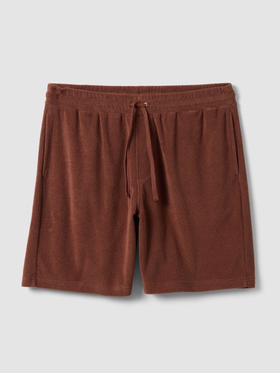 Shorts jogger marroni in misto cotone con vita elasticizzata regular fit_4