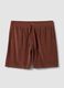 Brown cotton-blend Bermuda shorts with elasticated waist_4