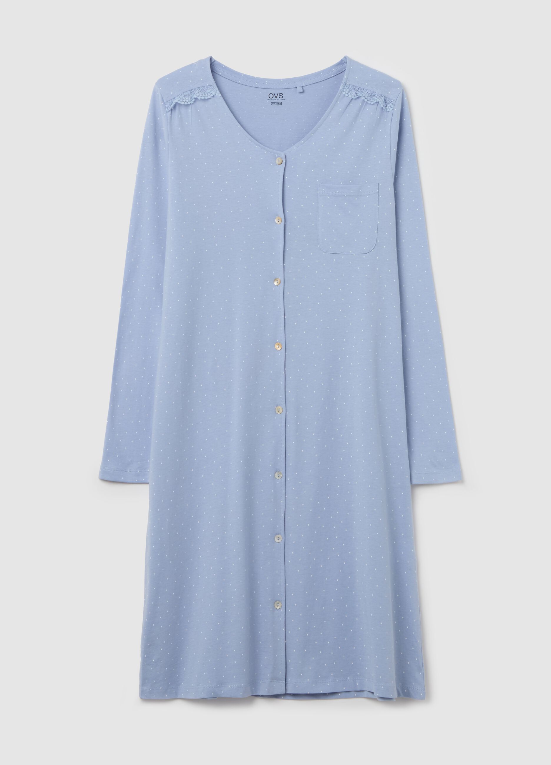 Micro dot nightshirt with buttons