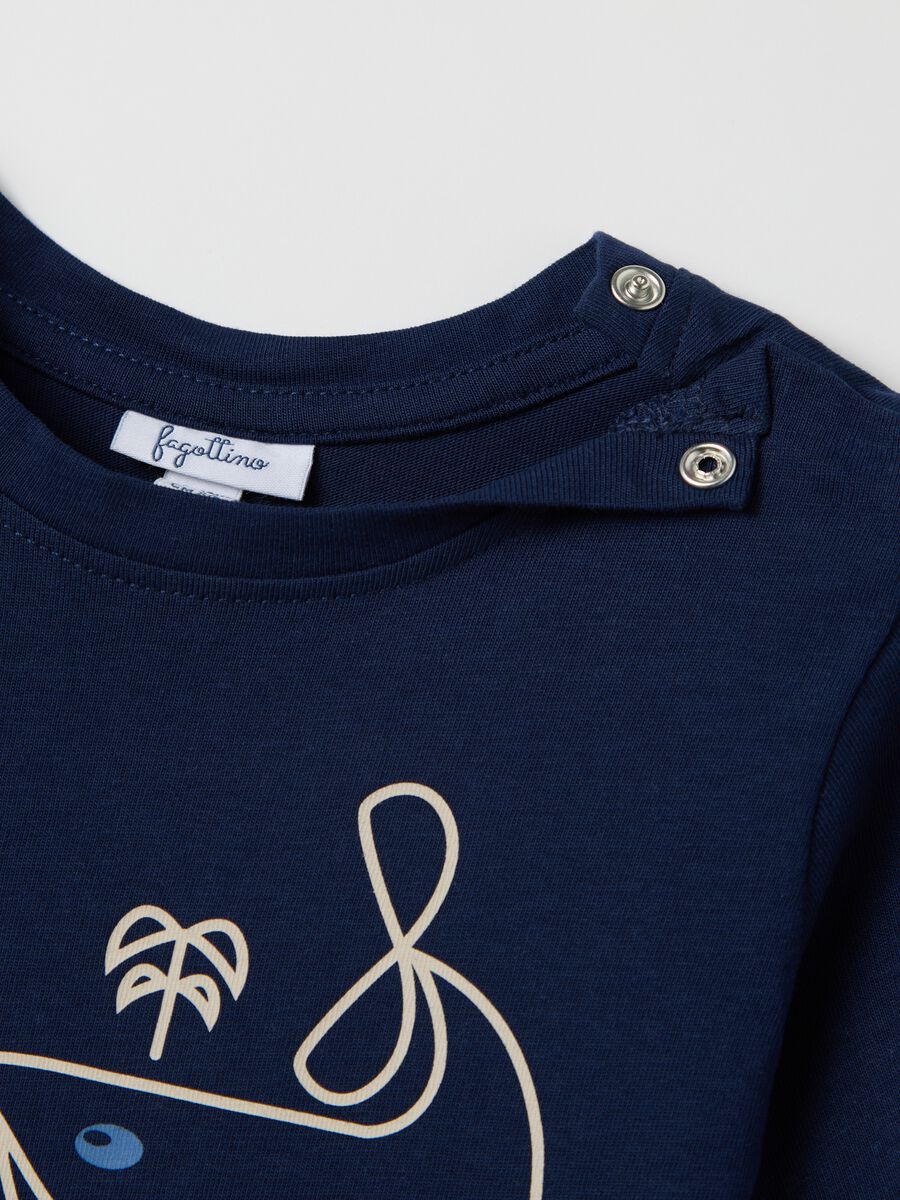 Blue cotton T-shirt with print_2