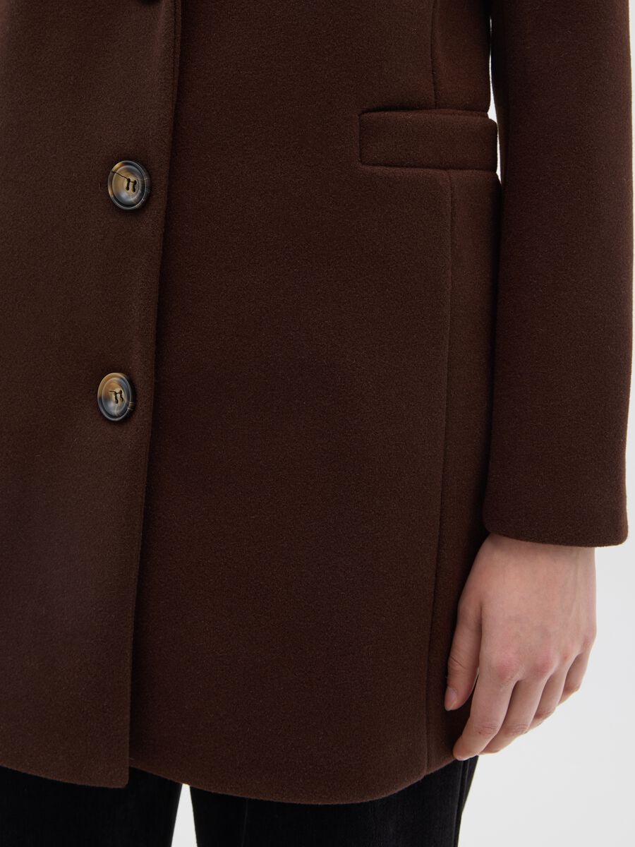 Brown regular fit coat with buttons_3