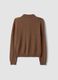 Maglia marrone in pura lana con girocollo_6