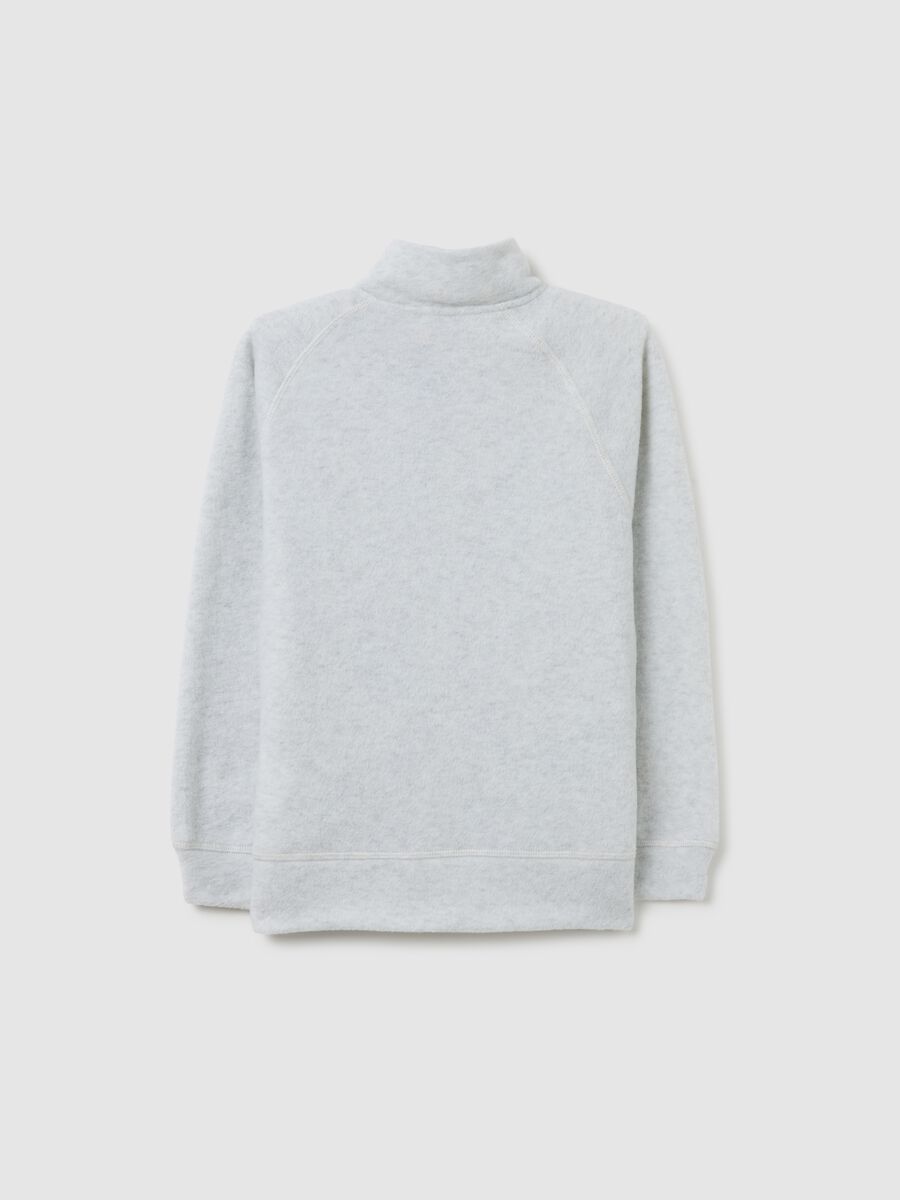 Grey children's sweatshirt with high neck and full zip, oversized fit_1