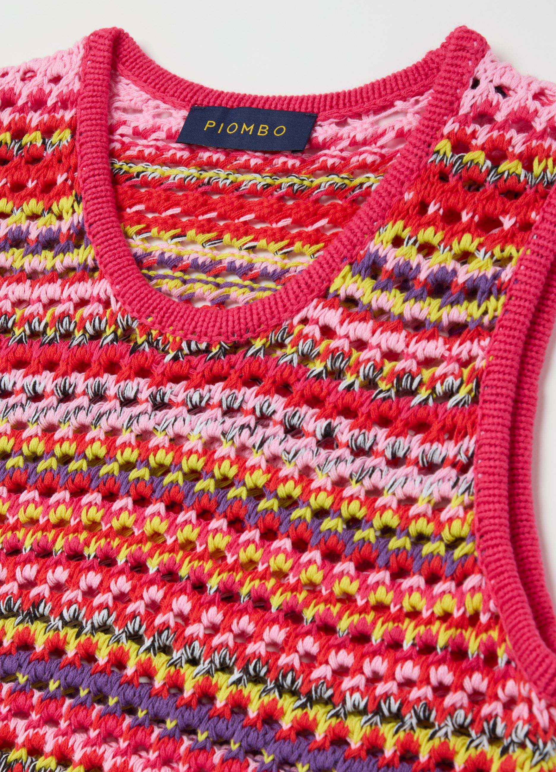 Crochet tank top in multicoloured knit