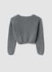 Grey ribbed pure cotton boat-neck top for girls_2