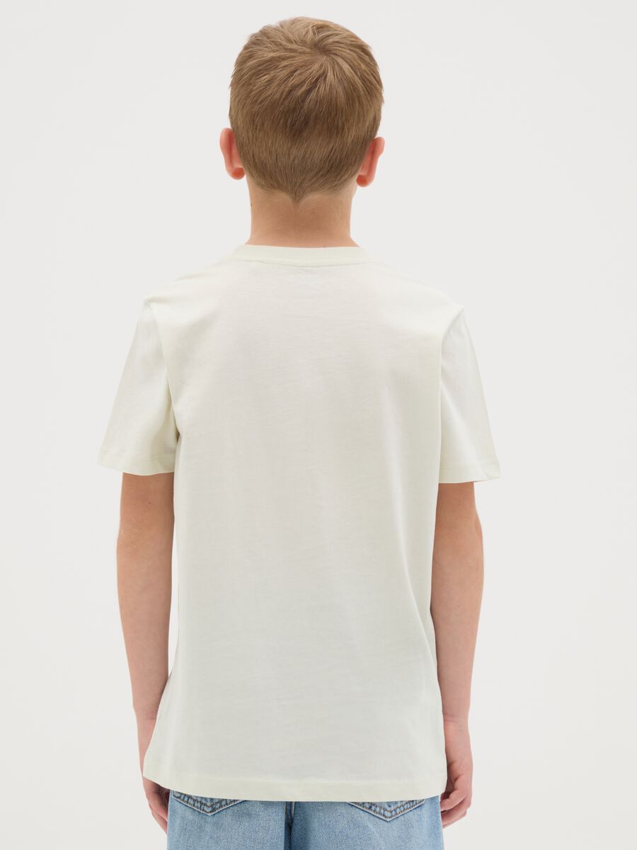 T-shirt da ragazzo in puro cotone verde regular fit con stampa_1