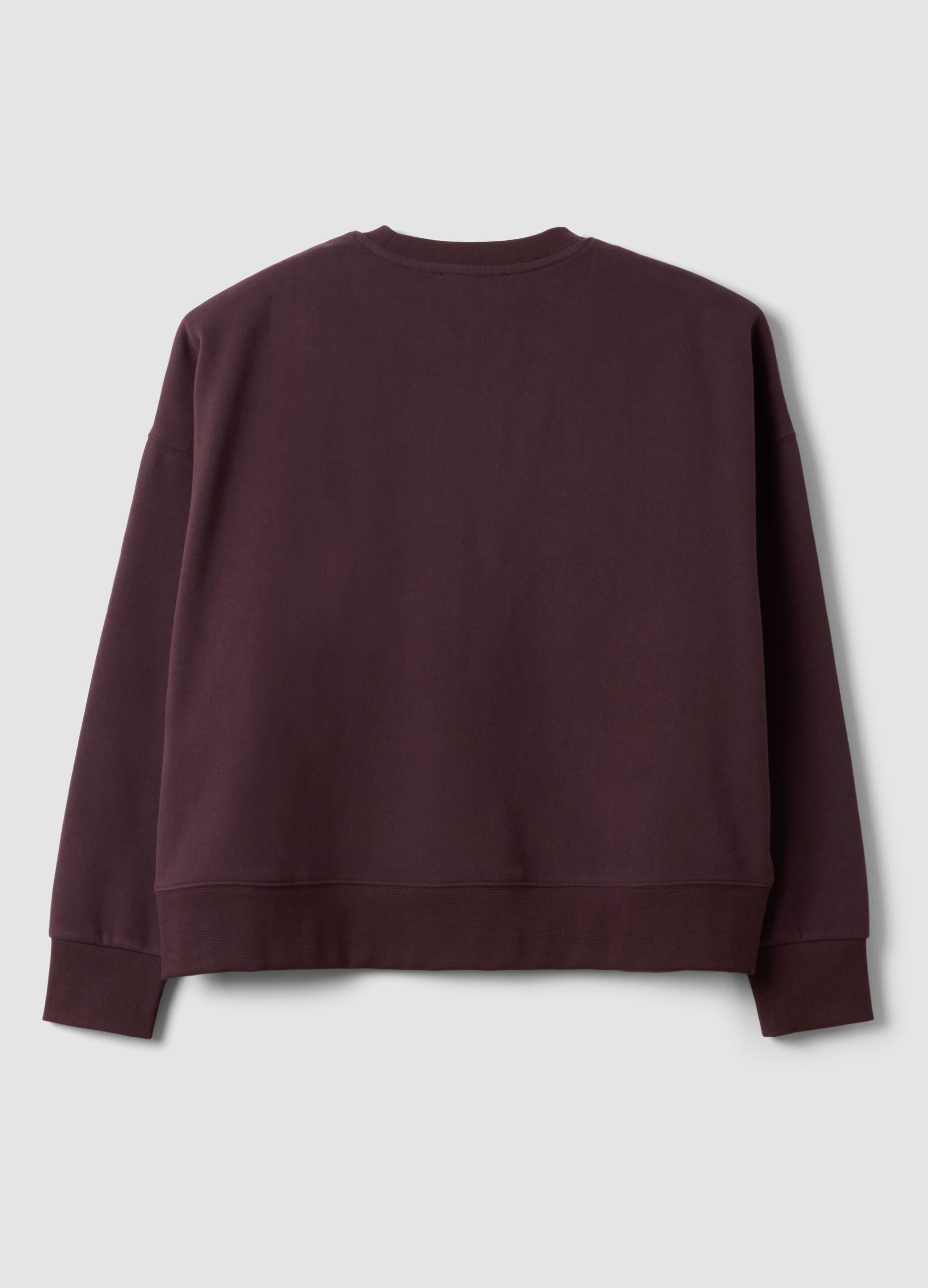Purple cotton-blend crew-neck sweatshirt with floral embroidery