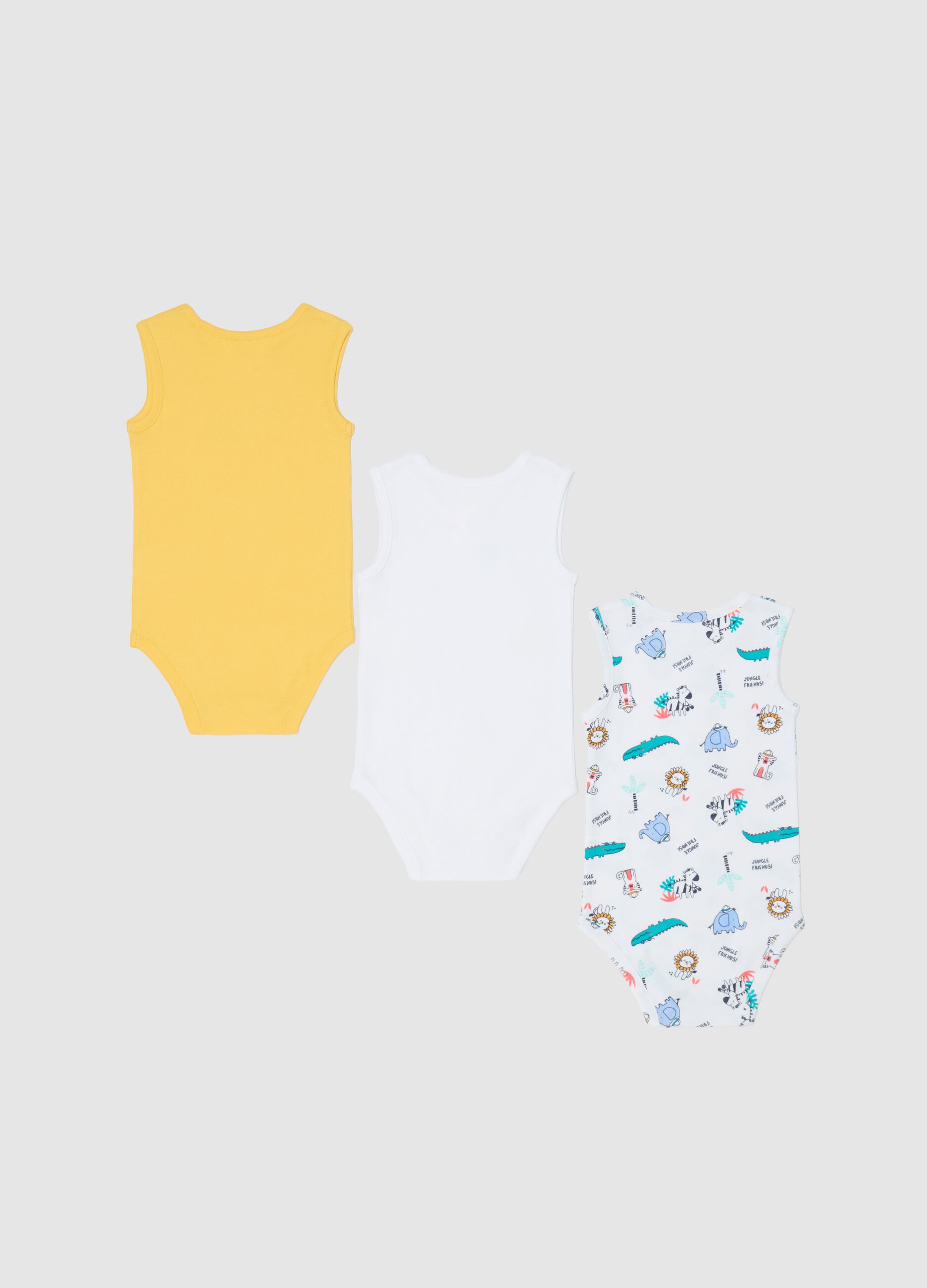 Three-pack bodysuits in organic cotton with print