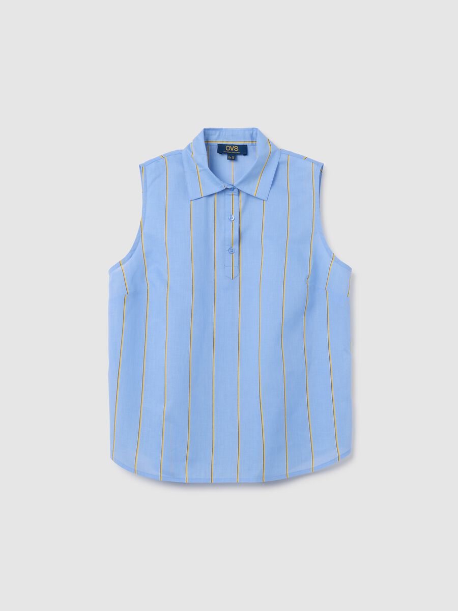 Women's Sleeveless Shirt in Pure Cotton Multicolour Regular Fit_0