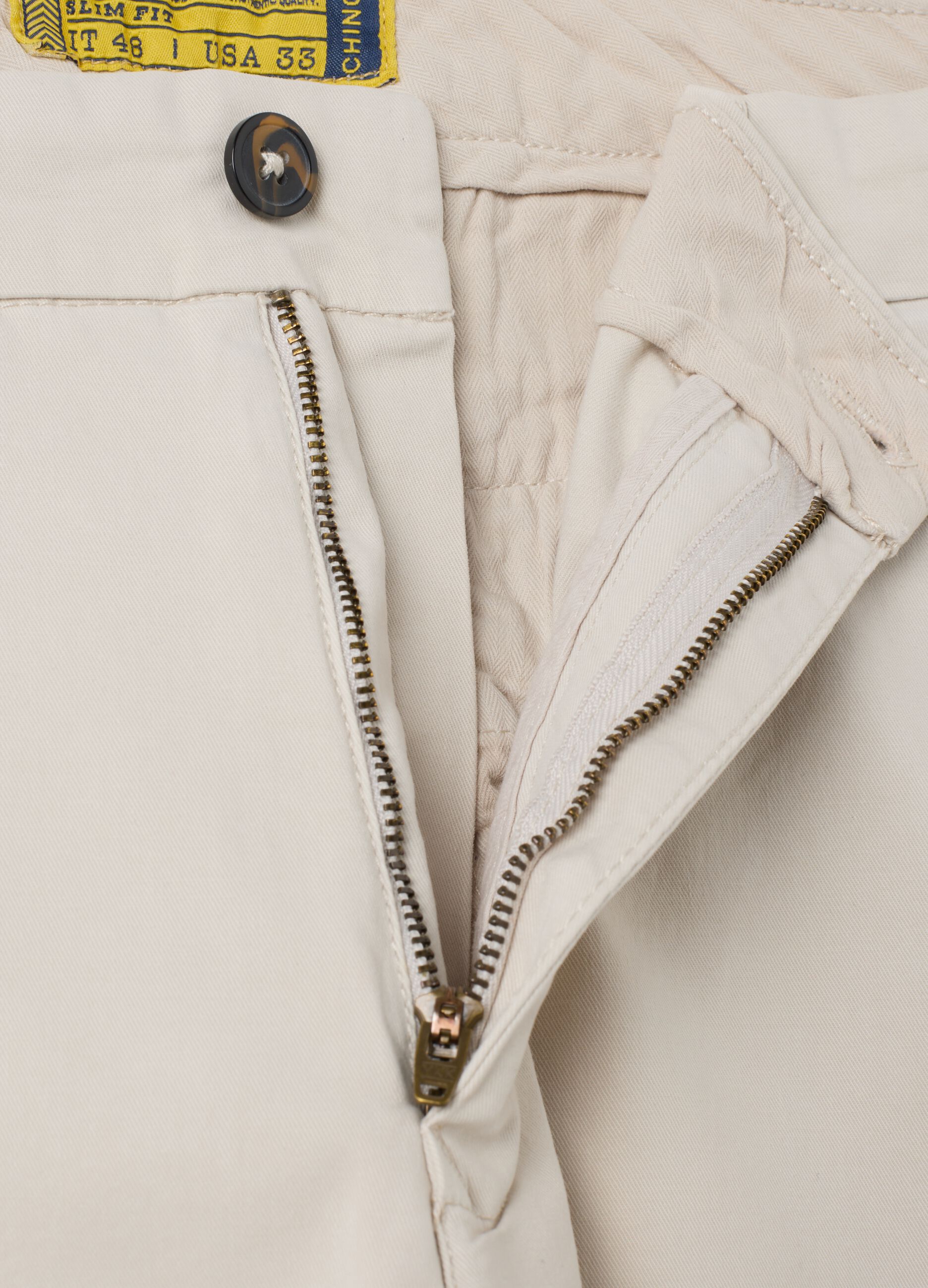 Slim fit beige cotton trousers