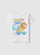 Boy's white pure cotton T-shirt regular fit with skater print_0