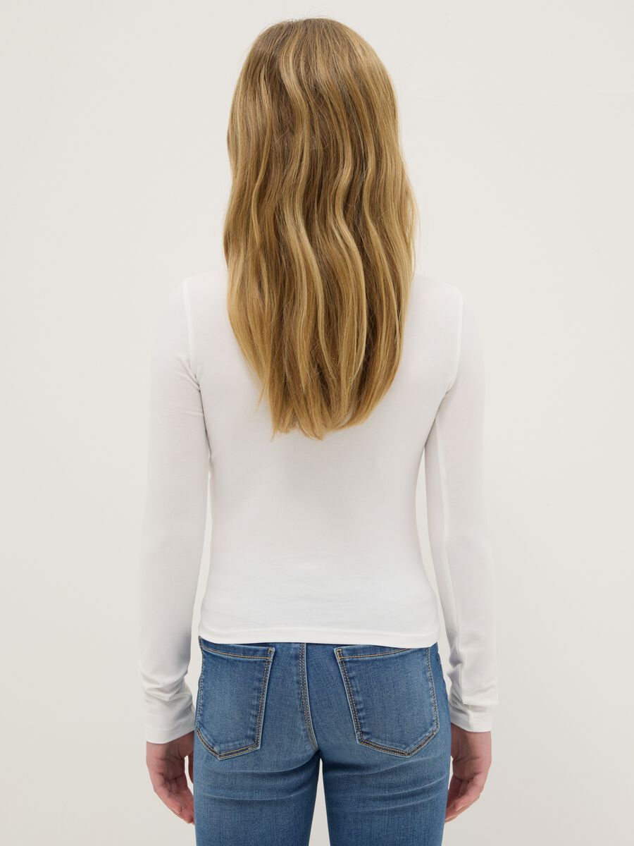 Maglia a maniche lunghe bianca da ragazza in misto cotone slim fit_1