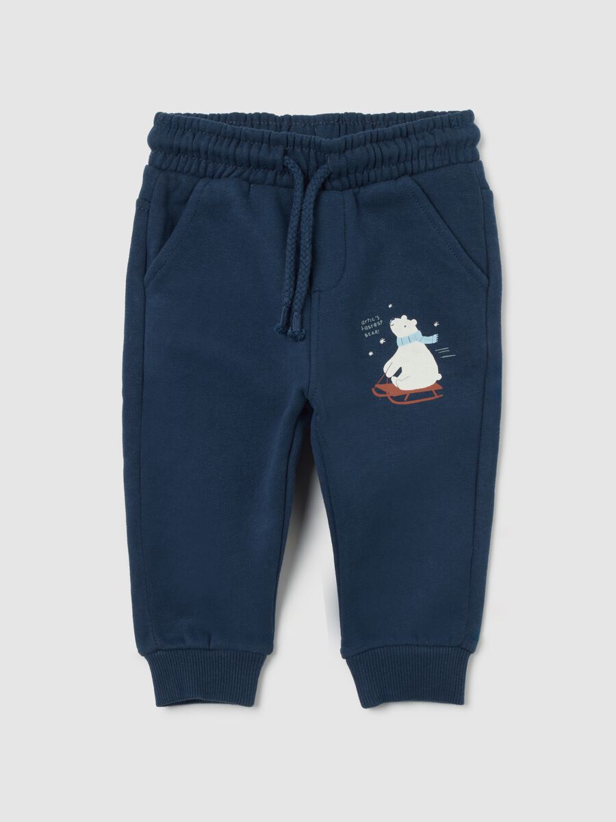 Pantaloni da bimbo in puro cotone blu regular fit_0