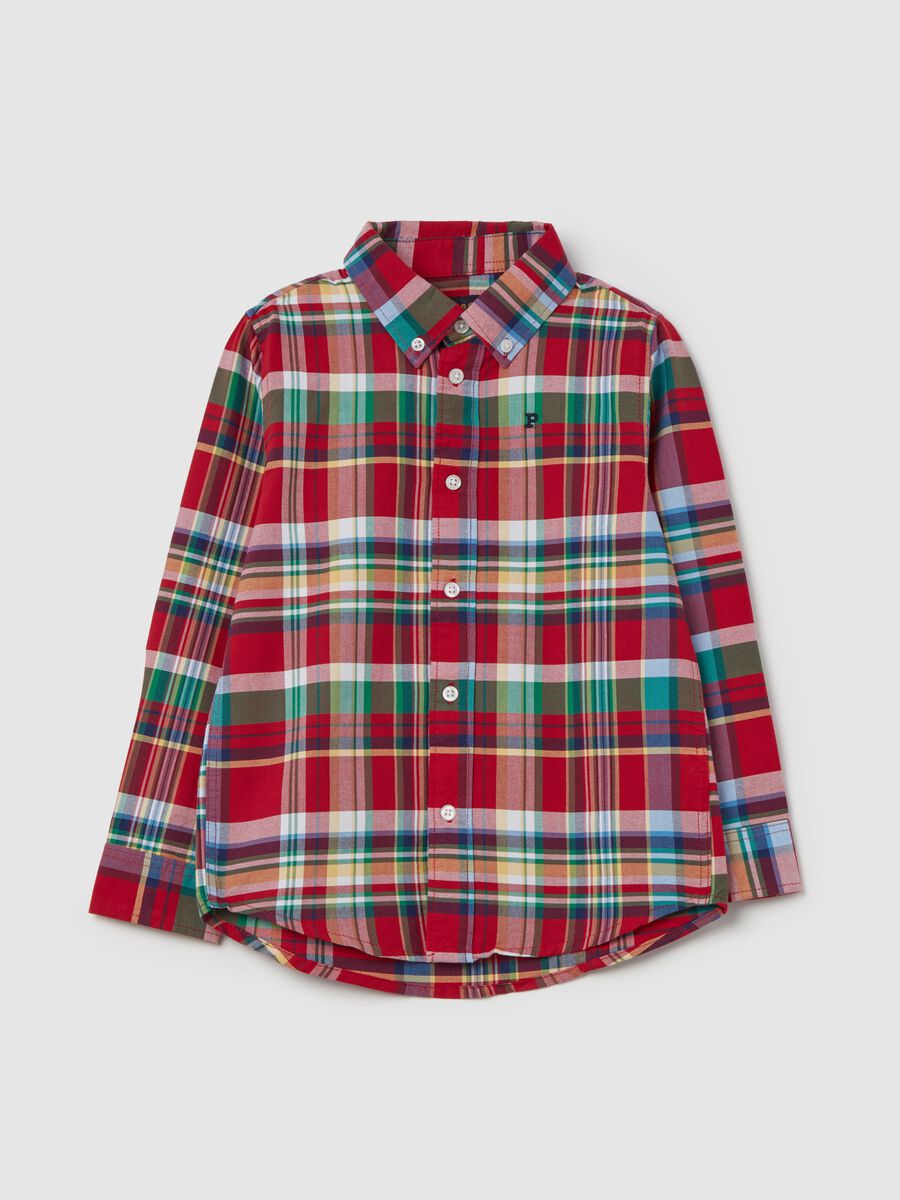 Button-down shirt with check print and logo embroidery_3