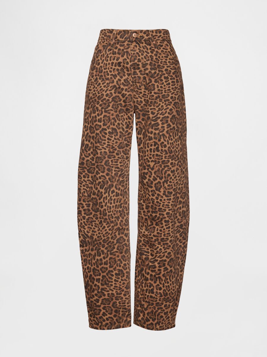 Brown Leopard Print Cotton Trousers_4