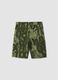 Boy's regular fit green print pure cotton shorts_4