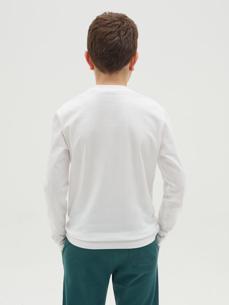 T-shirt a maniche lunghe in cotone con stampa _1