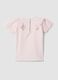Pink short-sleeve stretch cotton T-shirt with broderie anglaise embroidery_1