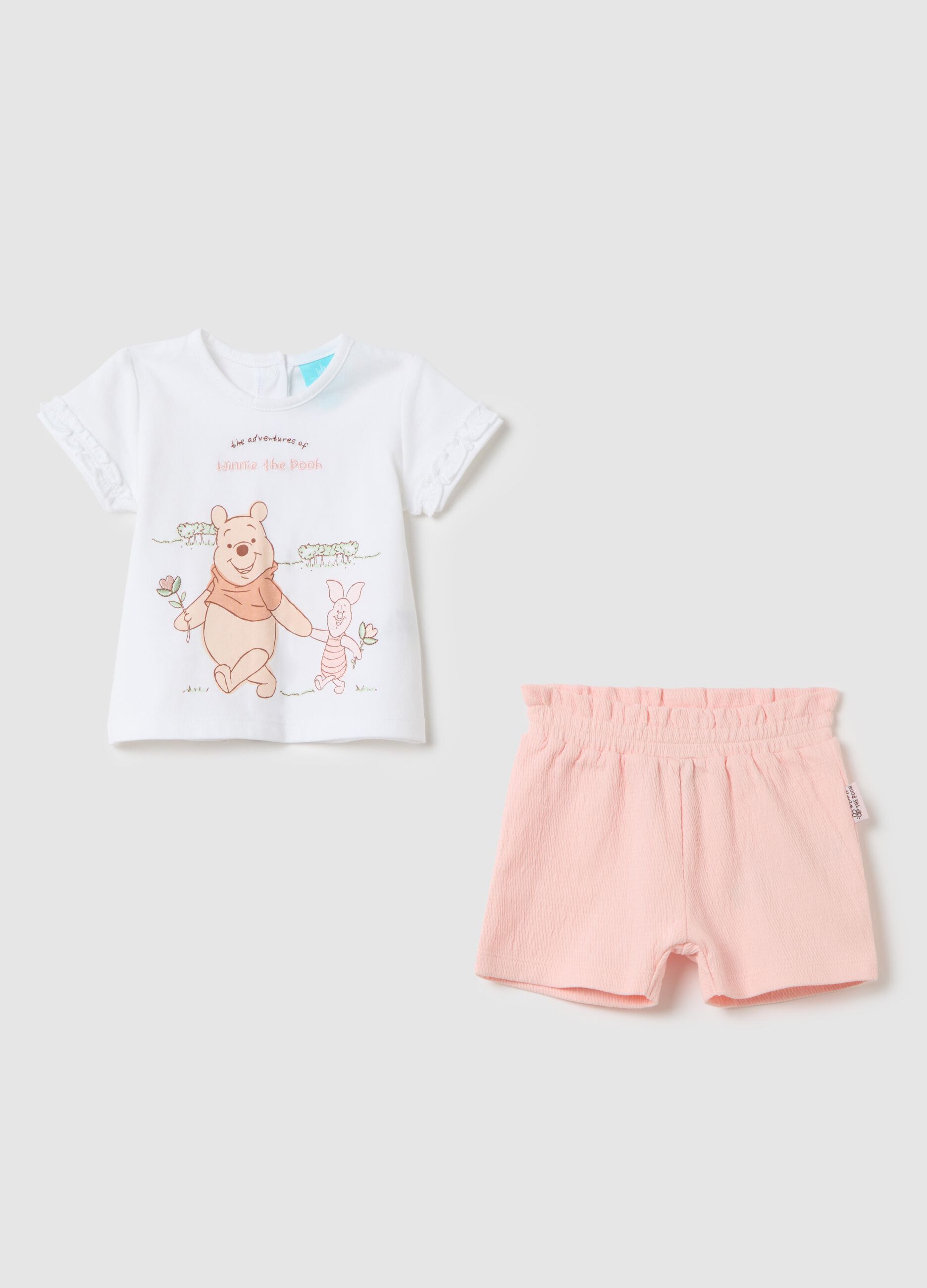 White and pink set with Winnie the Pooh print