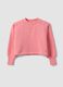 Pink cropped cotton-blend crew-neck sweatshirt, relaxed fit for girls_0