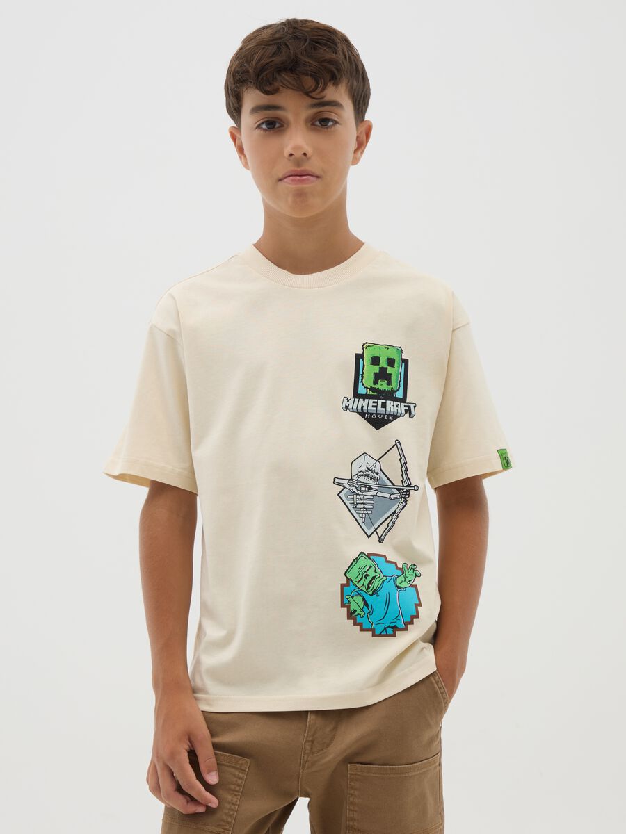 Oversized beige pure cotton boys' t-shirt_0