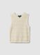 White cotton-blend regular-fit tank top with openwork texture_4