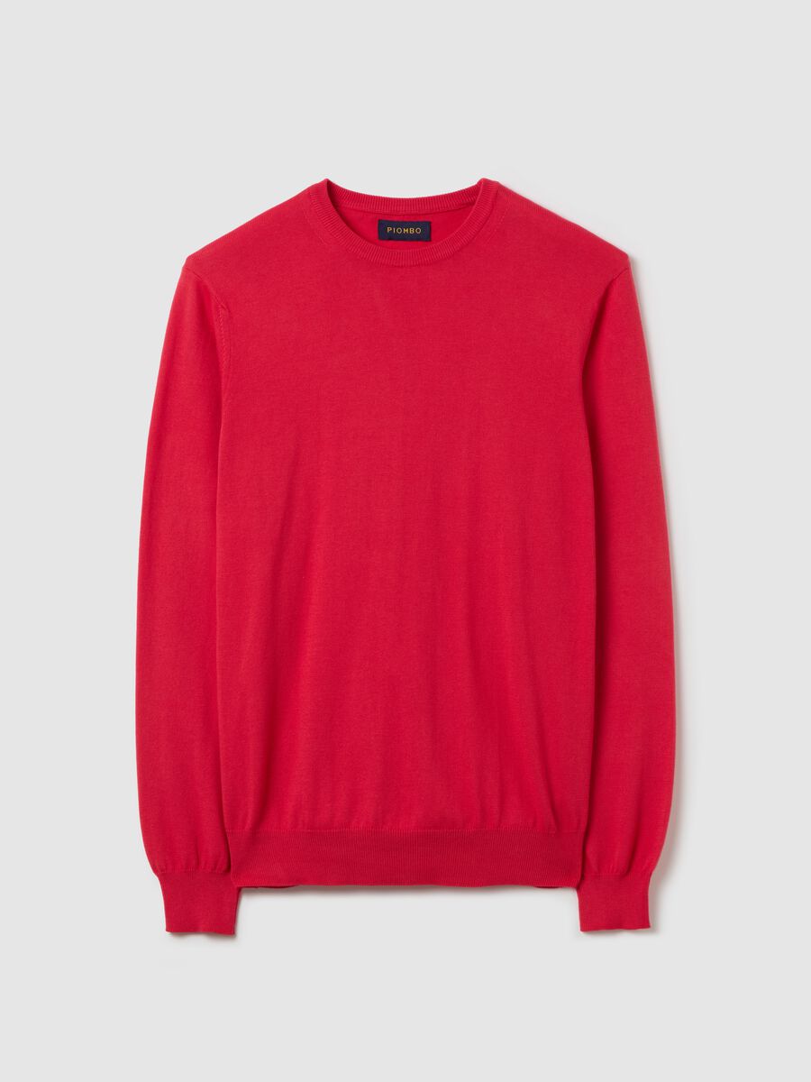 Solid colour pullover with round neck_4