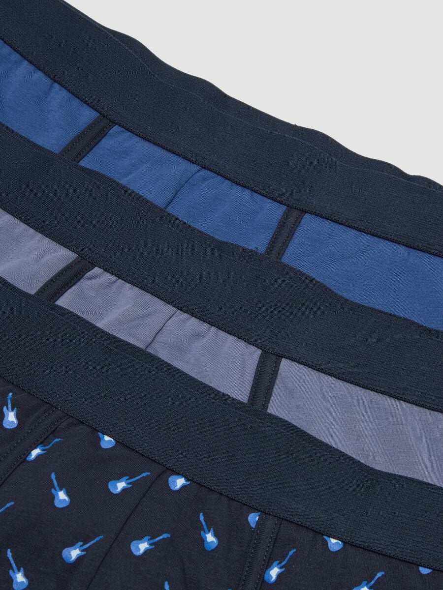 Three-pack of blue, navy and light grey stretch organic cotton boxers_2