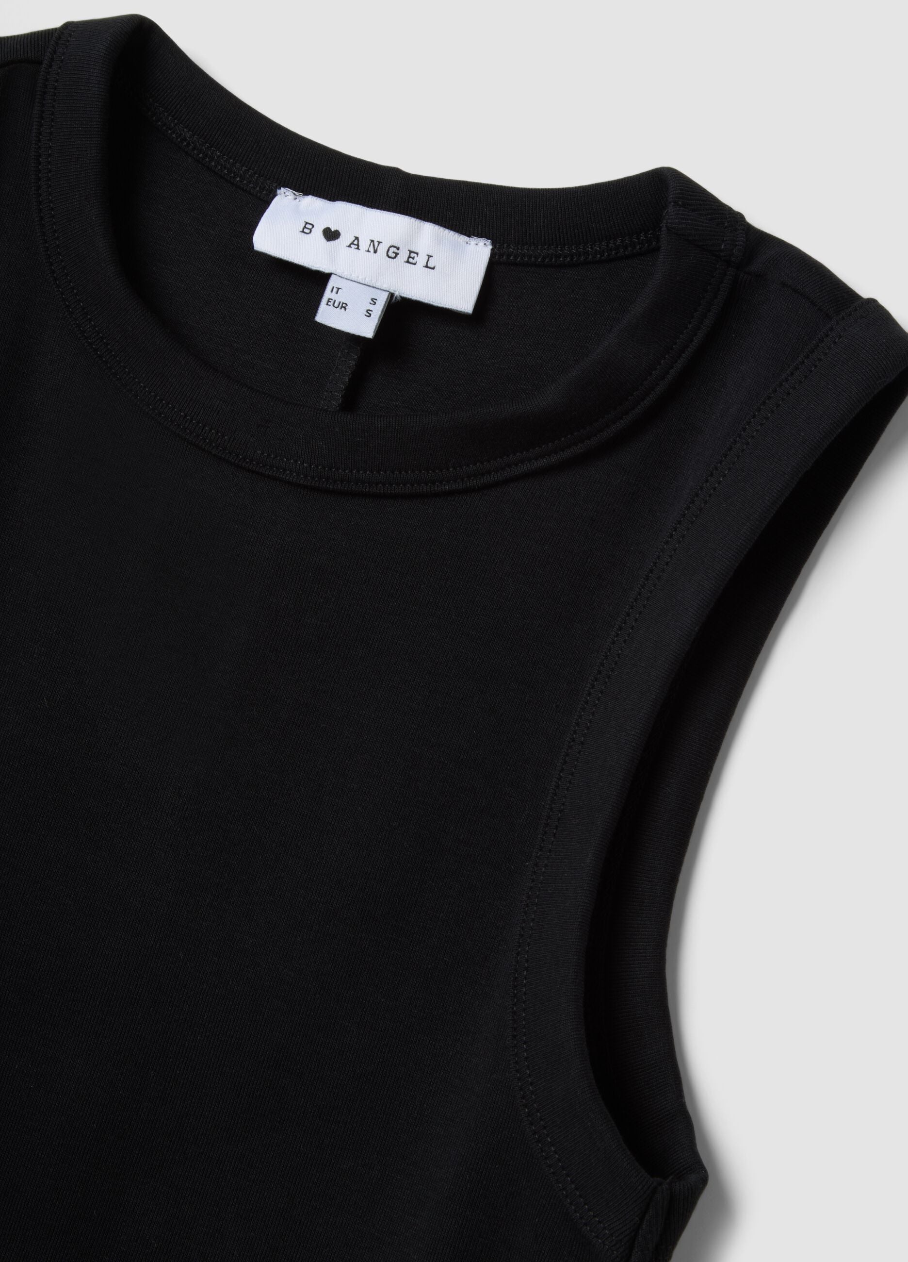 Black cropped stretch cotton tank top