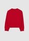 Felpa rossa da bambina in misto cotone regular fit con collo decorato_1