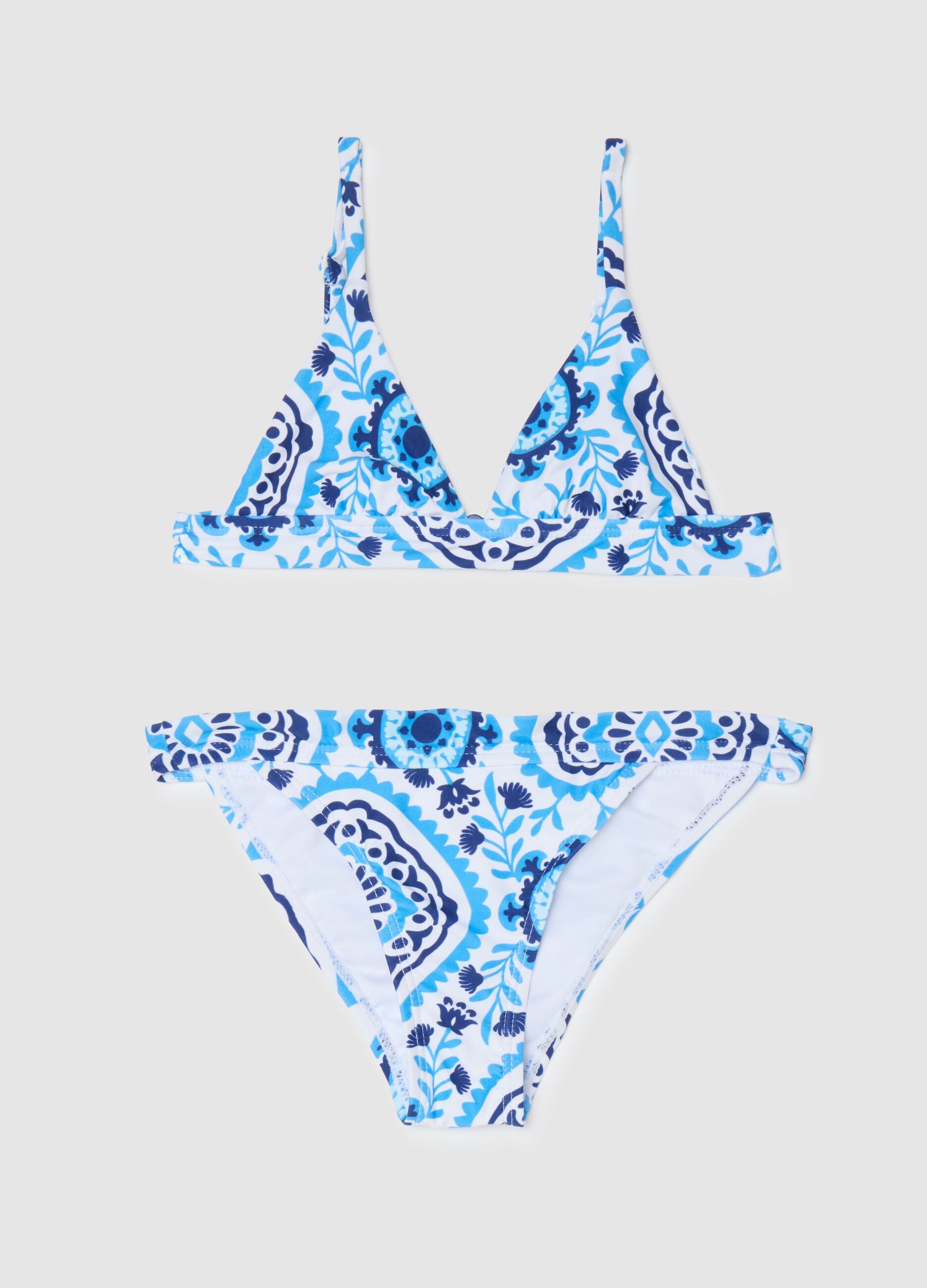 Girls' multicoloured elastane blend bikini with print