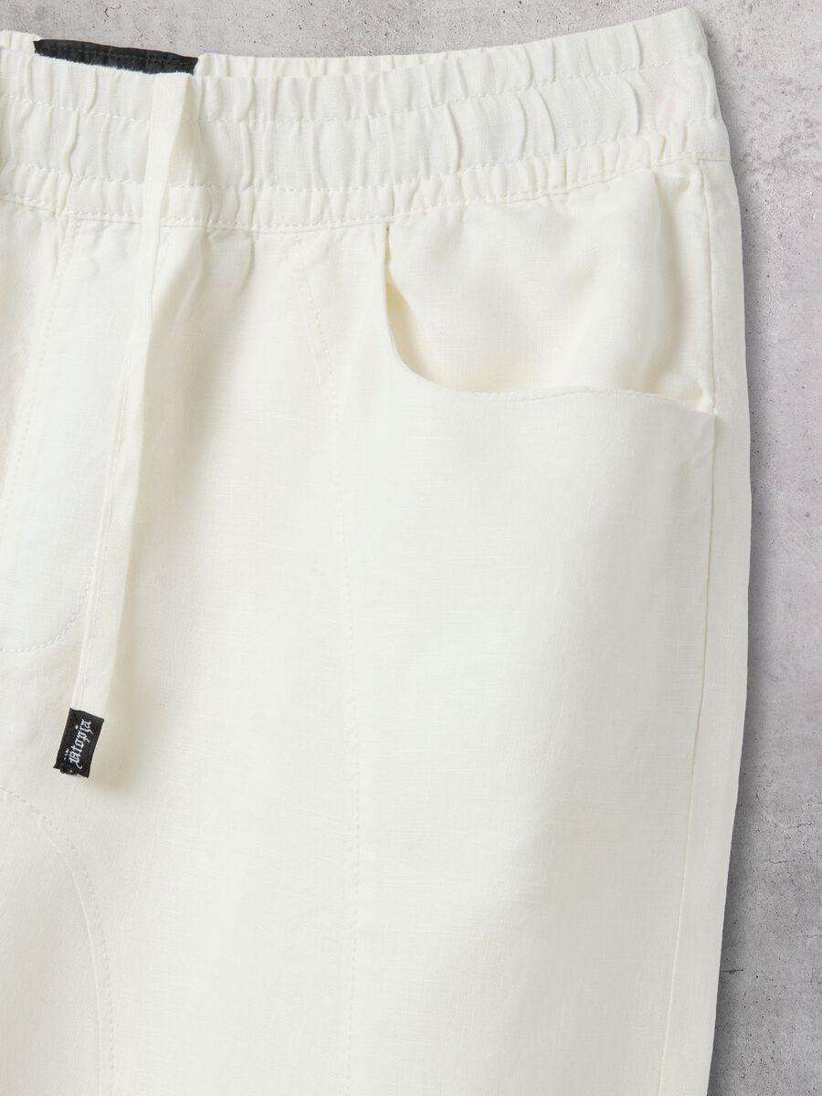 100% Linen Wide Leg Pants White_6