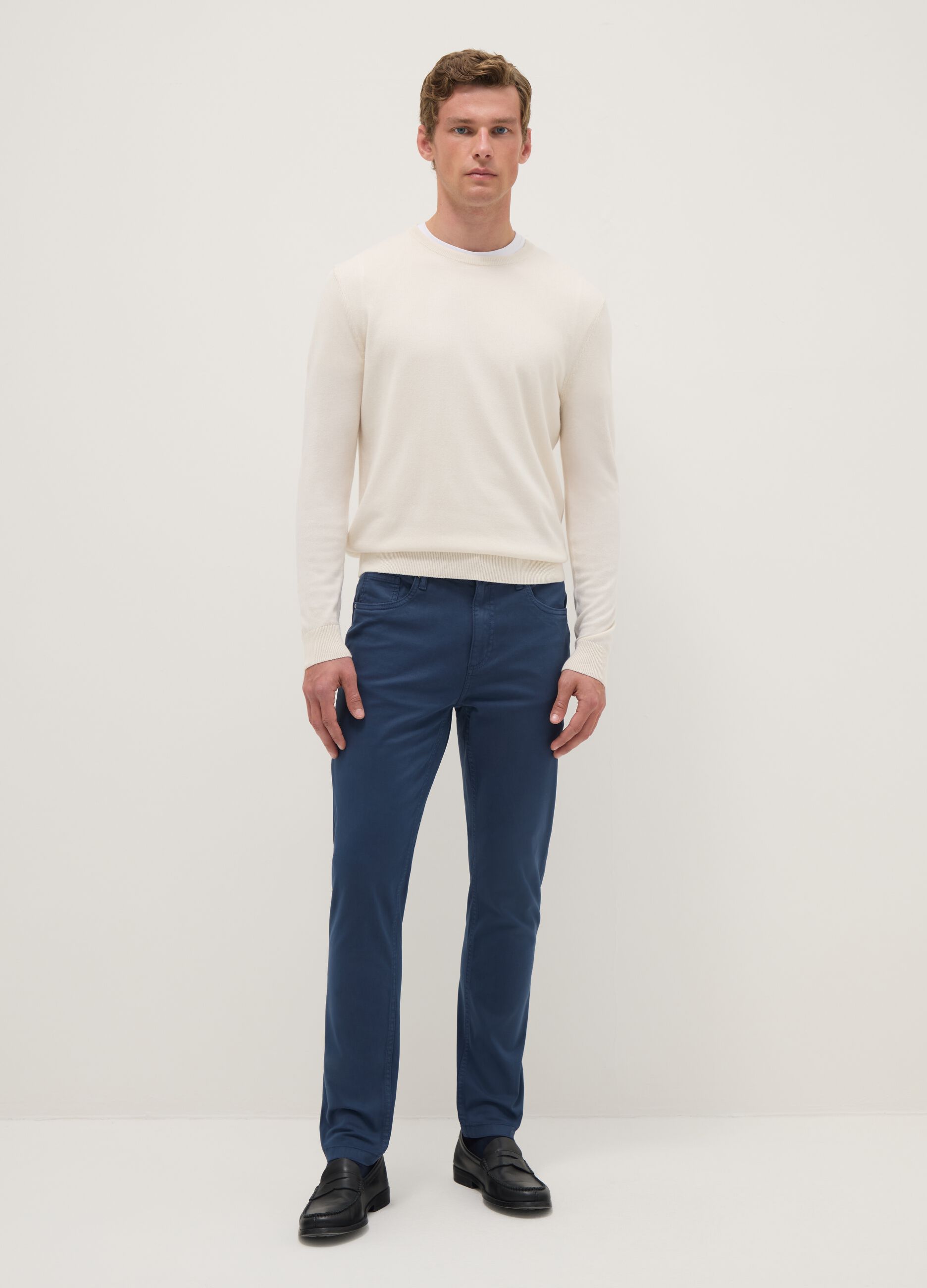 Blue cotton stretch skinny fit trousers