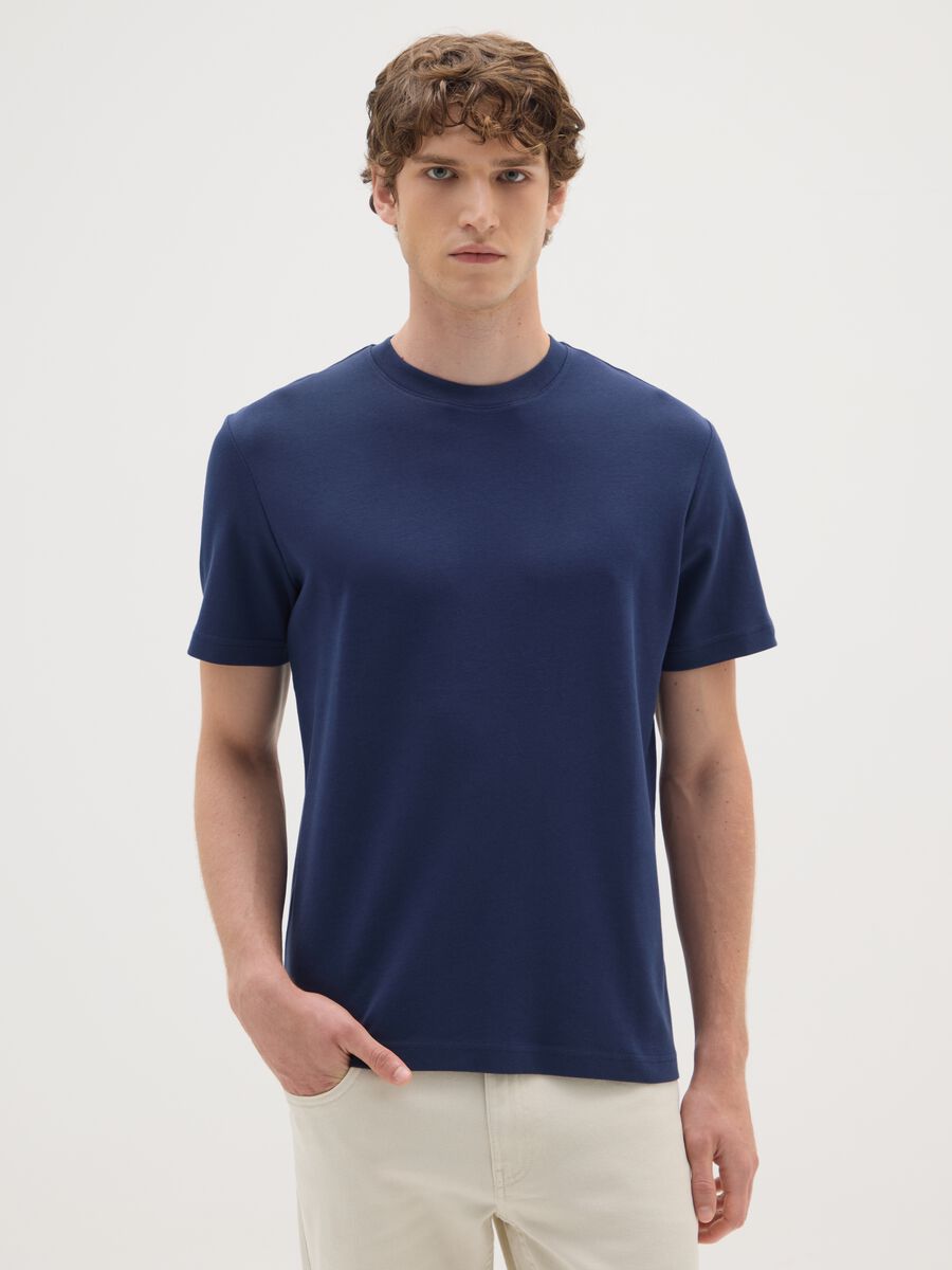 Short Sleeve Blue Cotton T-Shirt_0