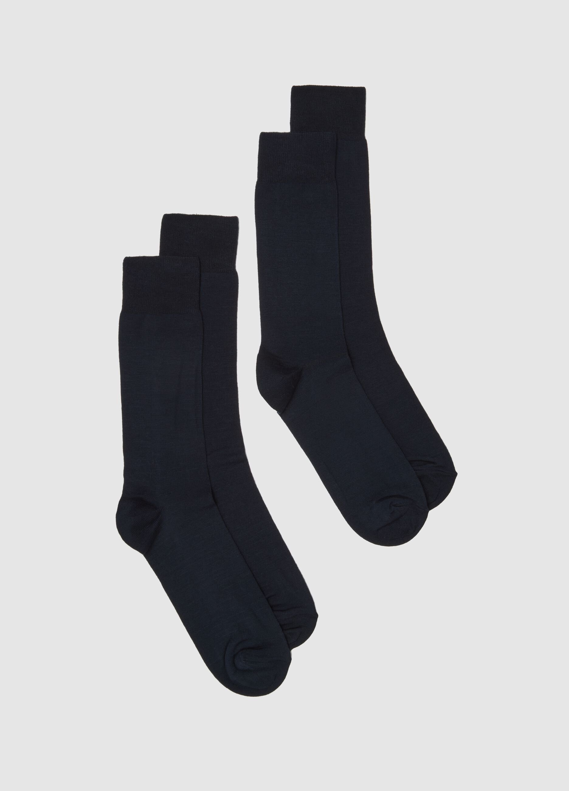 Twin pack of blue bamboo long elasticated socks