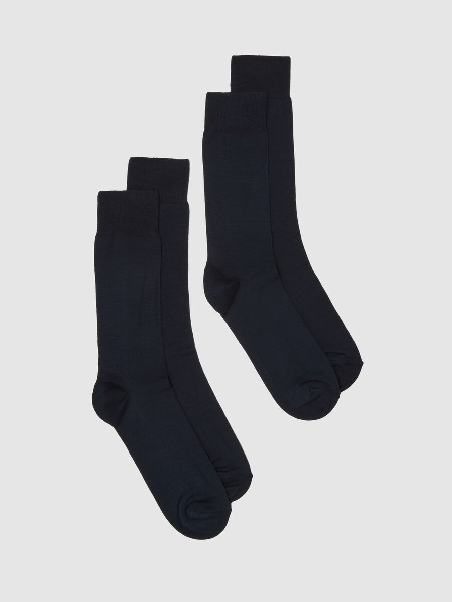 Twin pack of blue bamboo long elasticated socks_0