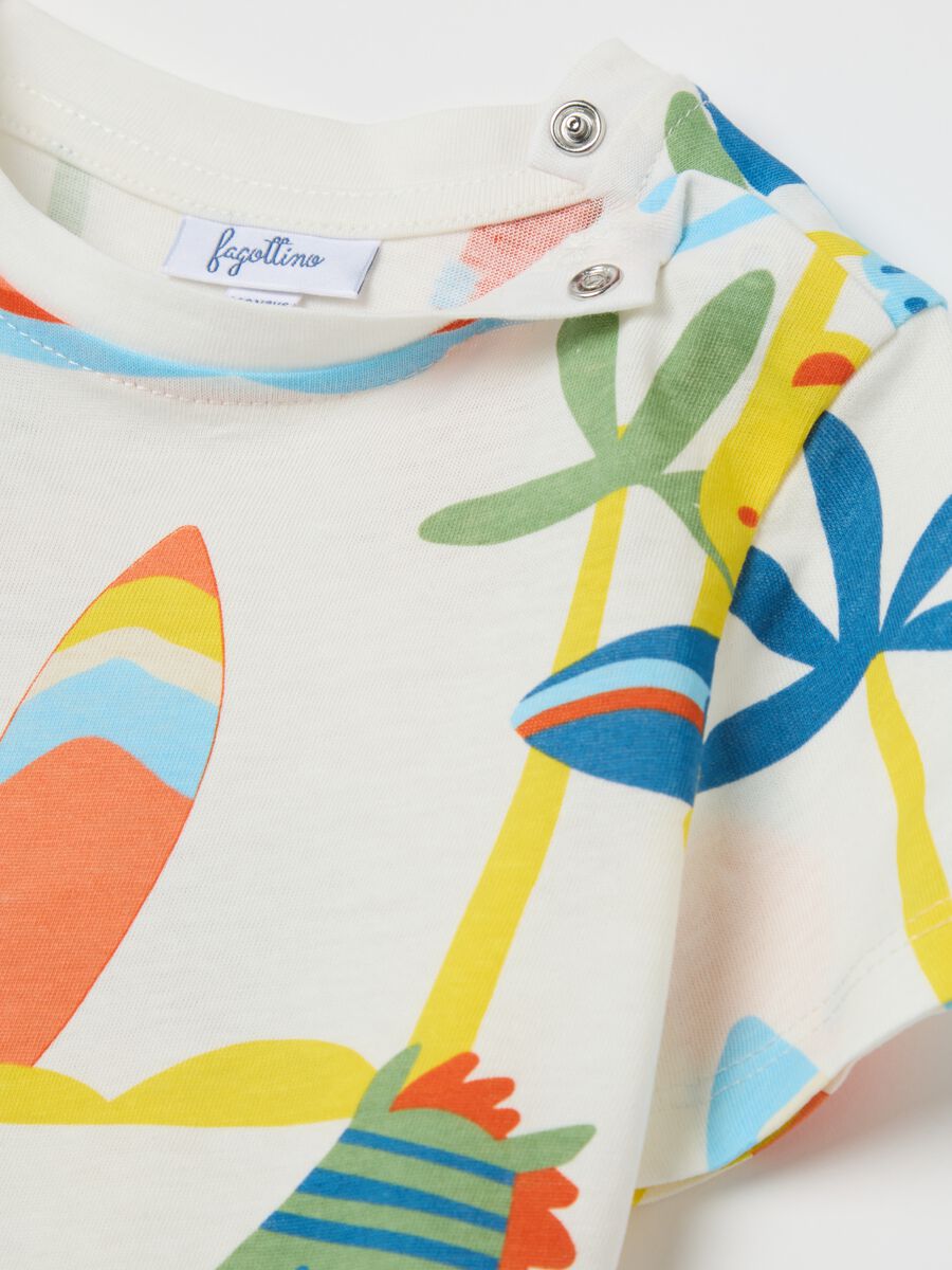 White and green jogging set in cotton with print_3