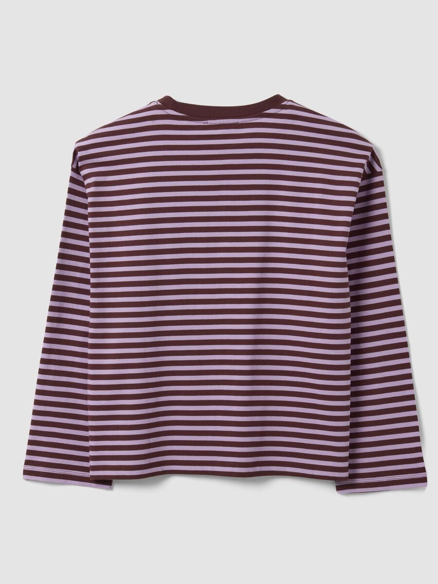 T-shirt viola a righe in puro cotone con girocollo relaxed fit_6