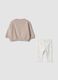Beige organic cotton sweatshirt and leggings set_1