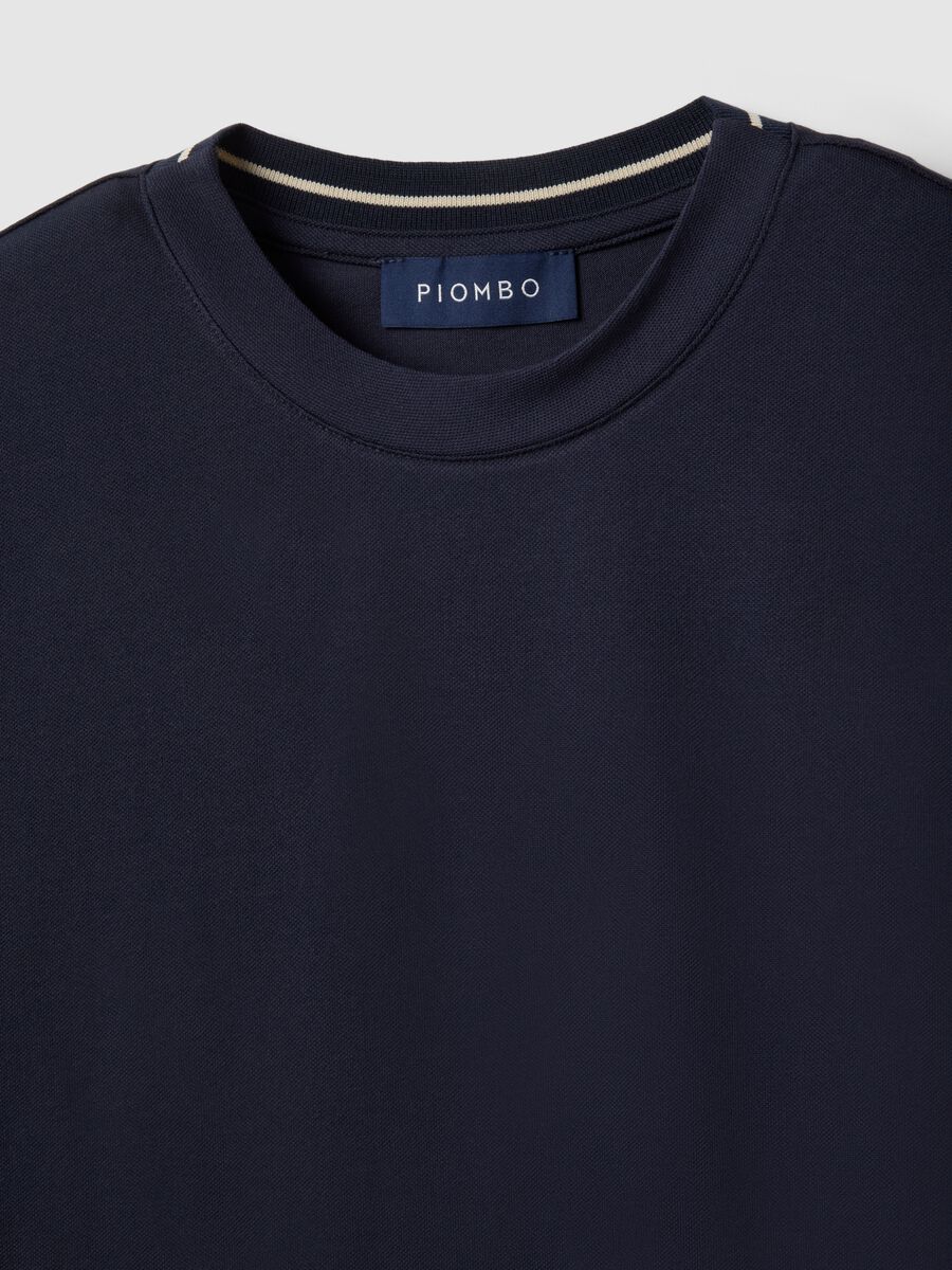 T-shirt girocollo in cotone elasticizzato blu relaxed fit_5