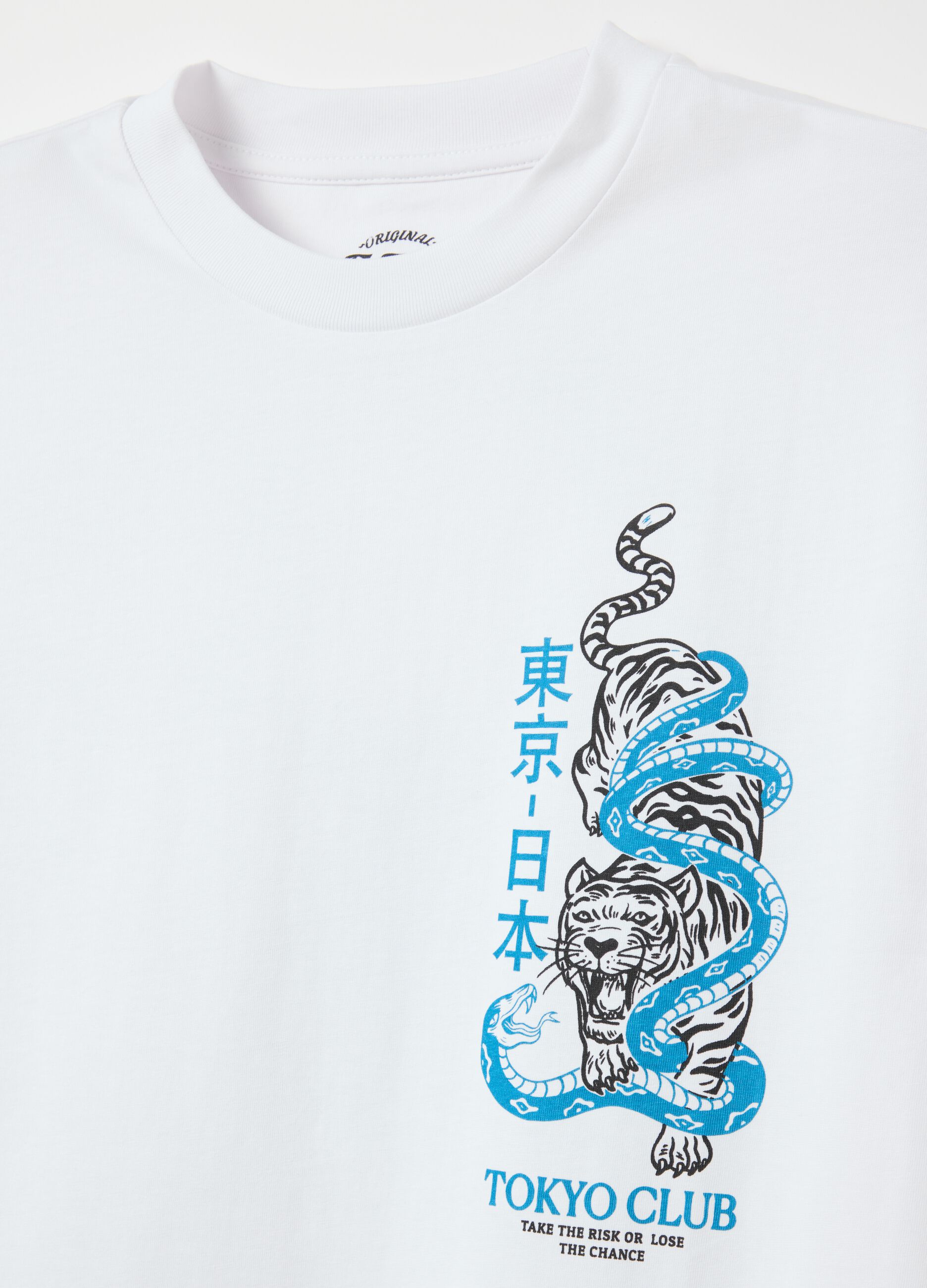 White T-shirt with Tokyo Club print