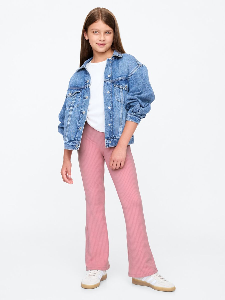 Flare-fit leggings with flat ribbing_0