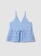Sky-blue pure cotton regular-fit top with openwork texture_0