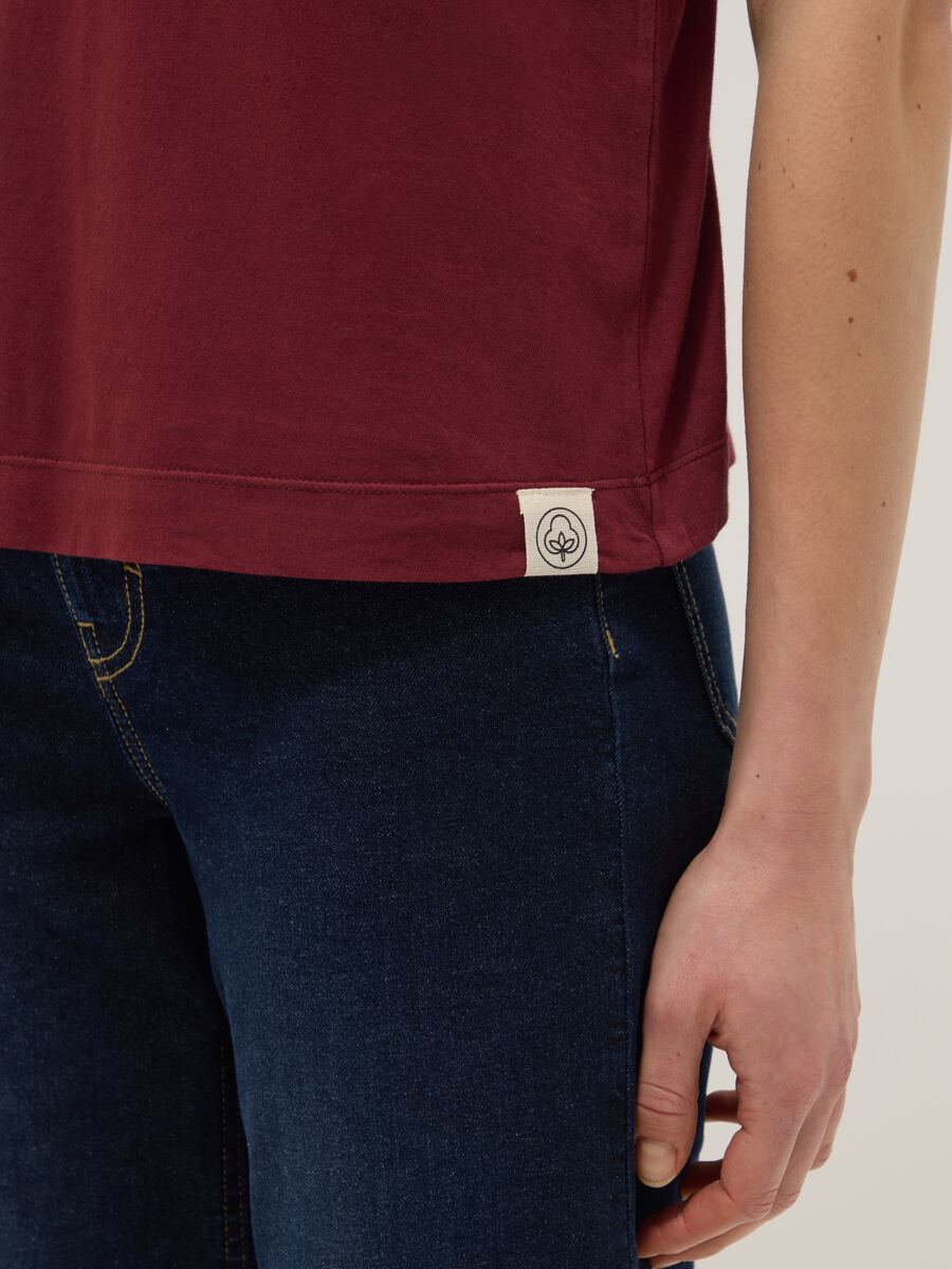 T-shirt rossa girocollo in puro cotone italiano regular fit_3